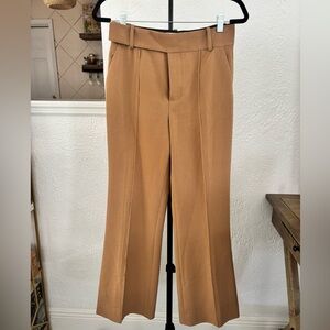 Zara High Waisted Tailored Trousers Camel Tan Wide Leg Flare Pants